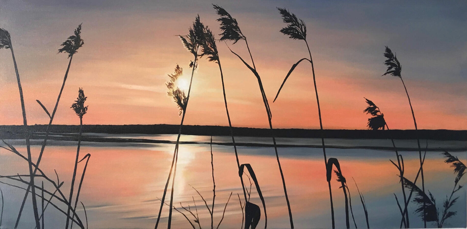 Reeds in Sunset - 40" x 20"