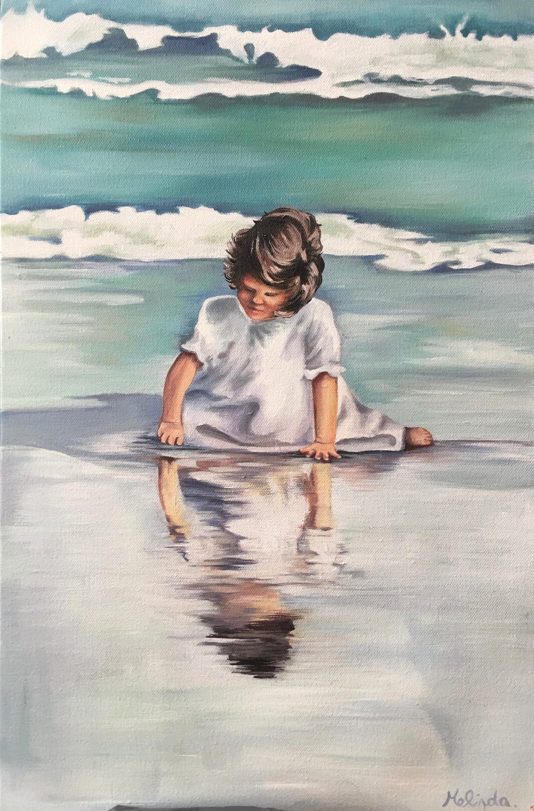 Girl on Beach - 13" x 20"